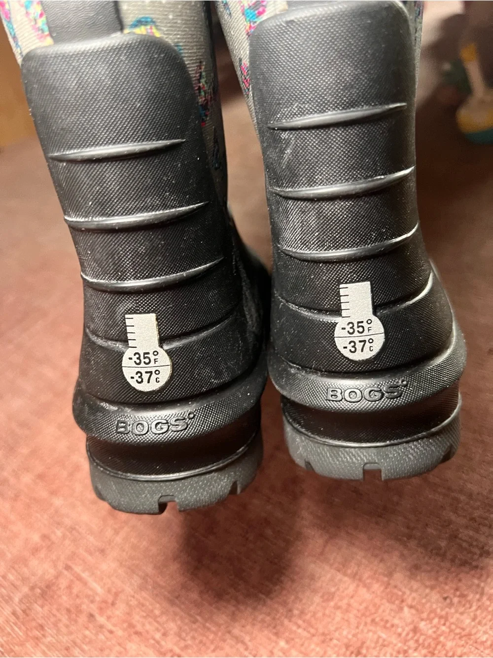 Bogs insulated kids size 12 winter rain boots water proof butterflies pattern